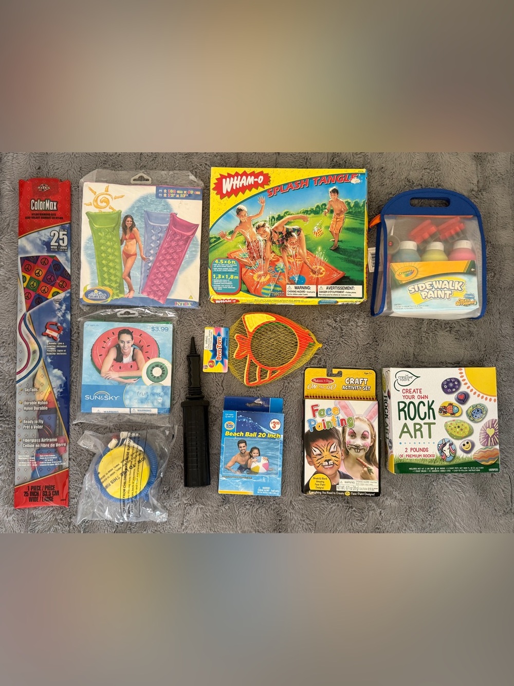 NEW w/ Tags Kids Activity Toy Lot Intex Wham-O Crayola Rock Art Kit